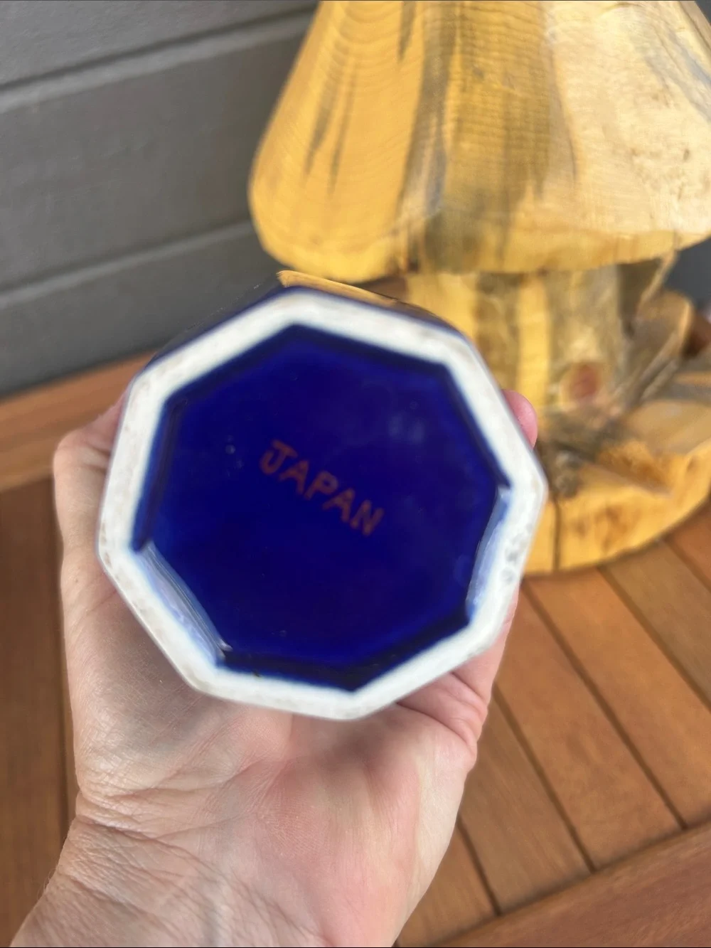 Vintage Japanese Deep Cobalt Blue Floral Porcelain Vase